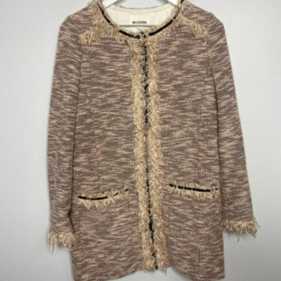 McGinn Sheila Pink and Black Tweed Zip Up Jacket - Picture 3 of 8